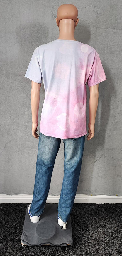 Vintage Fruit of the Loom Tie Dye Graphic T-Shirt Pink Retro 90s Men's Size L