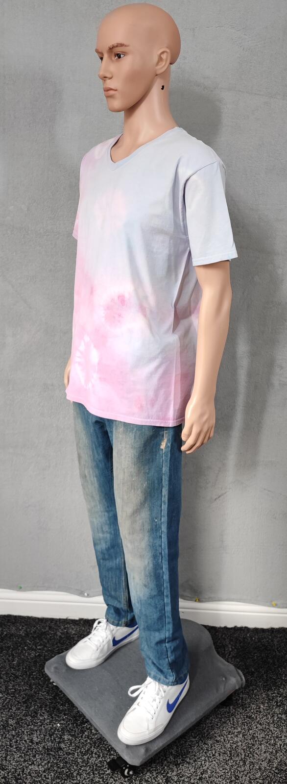 Vintage Fruit of the Loom Tie Dye Graphic T-Shirt Pink Retro 90s Men's Size L