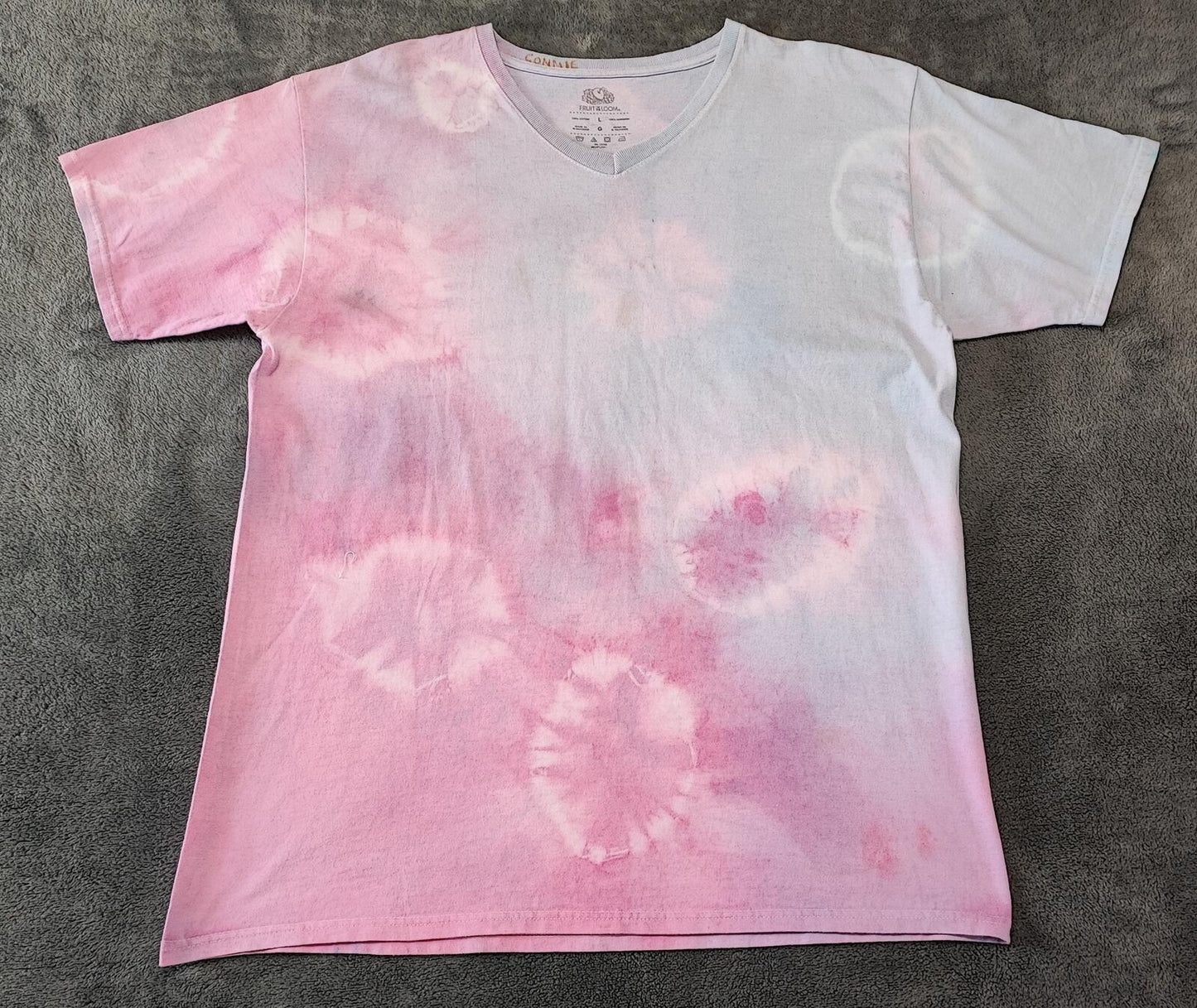 Vintage Fruit of the Loom Tie Dye Graphic T-Shirt Pink Retro 90s Men's Size L