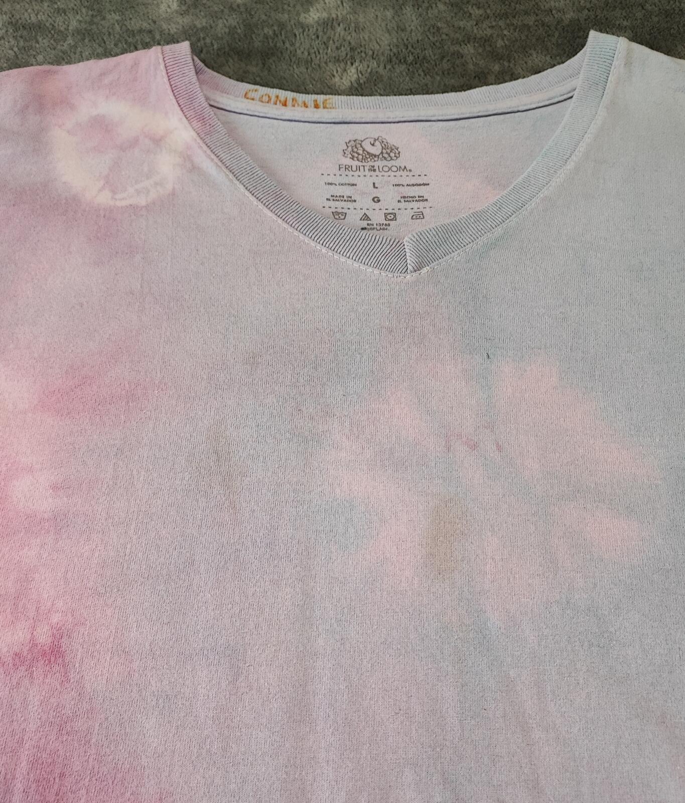 Vintage Fruit of the Loom Tie Dye Graphic T-Shirt Pink Retro 90s Men's Size L