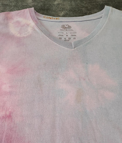 Vintage Fruit of the Loom Tie Dye Graphic T-Shirt Pink Retro 90s Men's Size L
