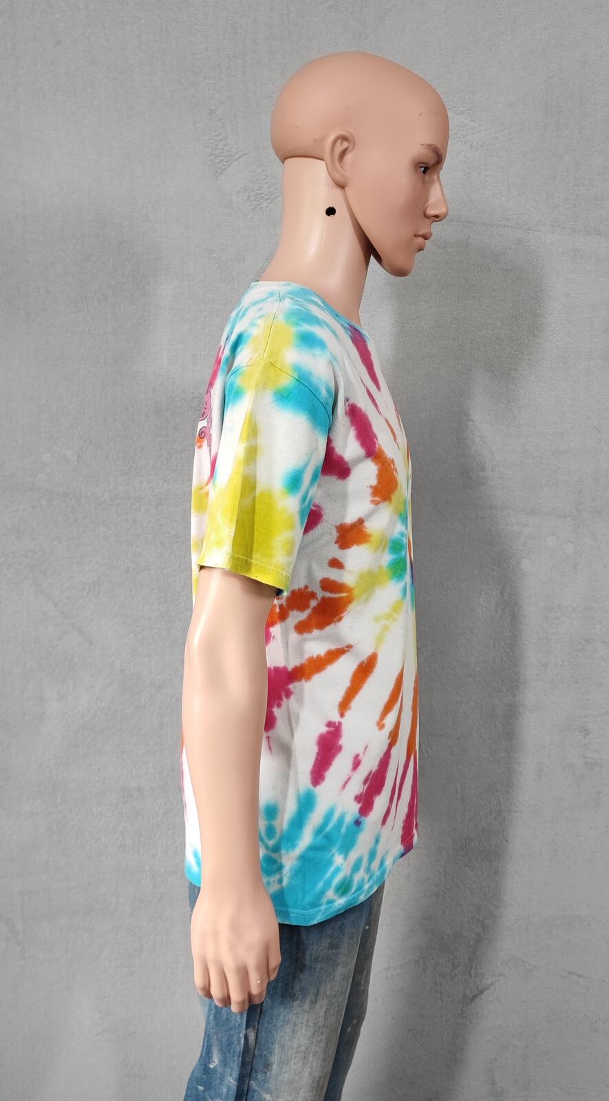 Vintage Obey Tie Dye Graphic T-Shirt Multicoloured Retro Y2K Men's Size Medium M