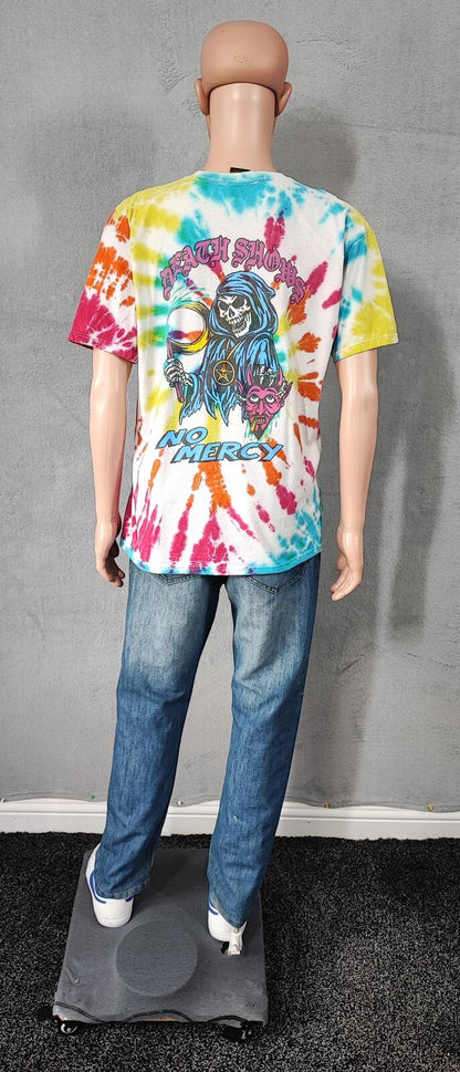 Vintage Obey Tie Dye Graphic T-Shirt Multicoloured Retro Y2K Men's Size Medium M