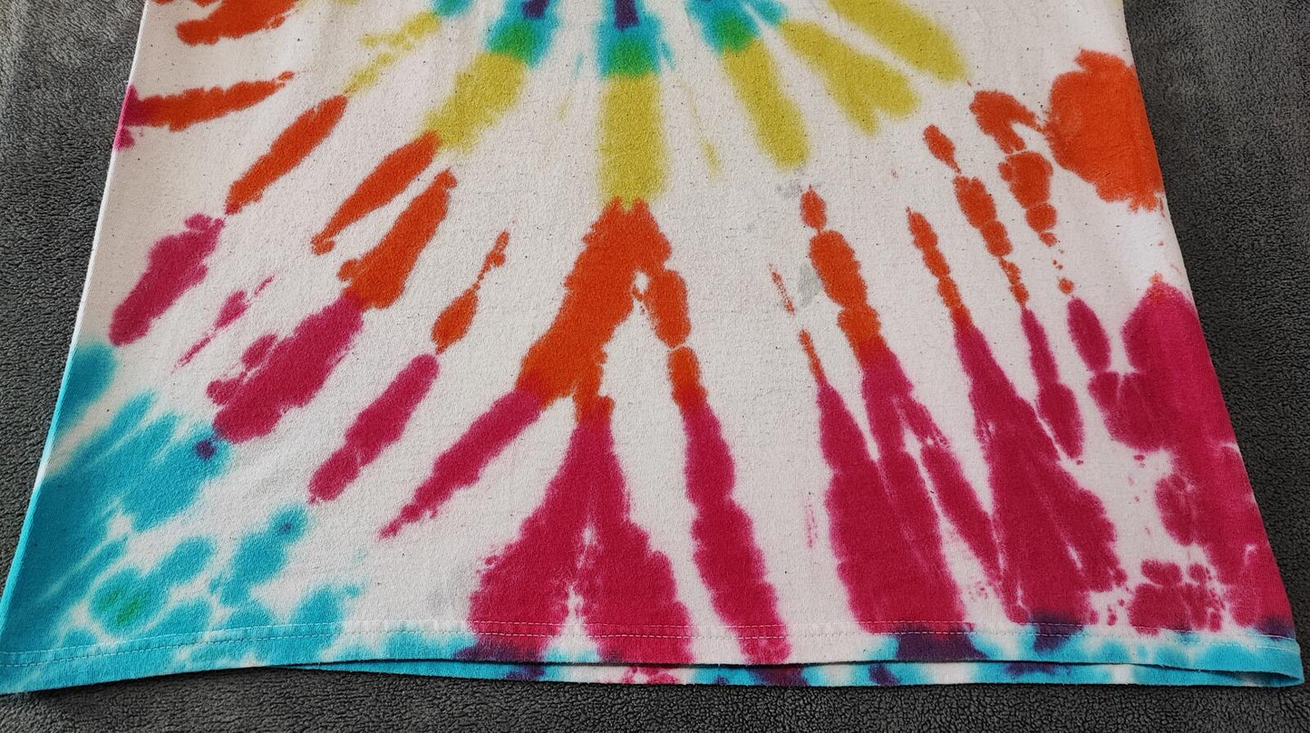 Vintage Obey Tie Dye Graphic T-Shirt Multicoloured Retro Y2K Men's Size Medium M