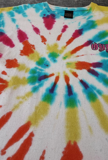 Vintage Obey Tie Dye Graphic T-Shirt Multicoloured Retro Y2K Men's Size Medium M