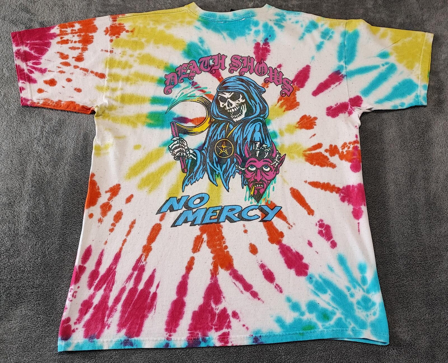 Vintage Obey Tie Dye Graphic T-Shirt Multicoloured Retro Y2K Men's Size Medium M