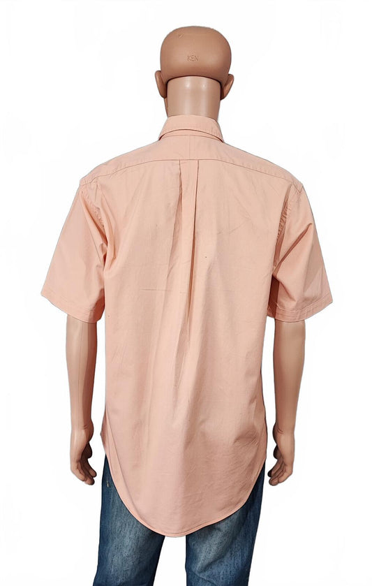 Vintage Polo Ralph Lauren Plain Short Sleeve Preppy Shirt Orange Men Size XL