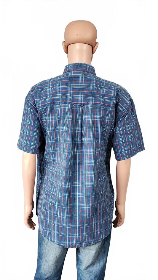 Vintage Chaps Ralph Lauren Checked Short Sleeve Shirt Blue Red Men's Size XXL