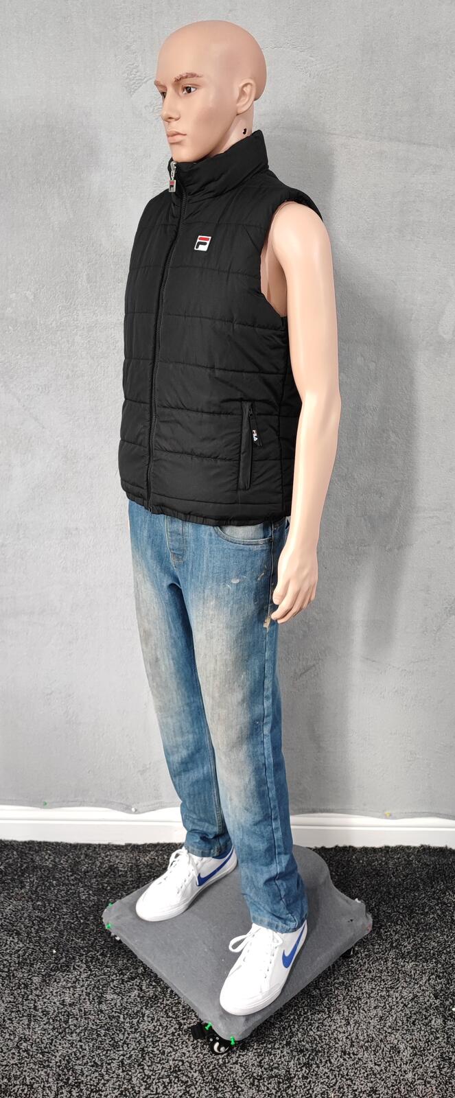 Vintage Fila Reversible Padded Gilet Vest Black Grey Camo Men Size Medium