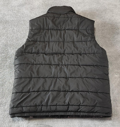 Vintage Fila Reversible Padded Gilet Vest Black Grey Camo Men Size Medium