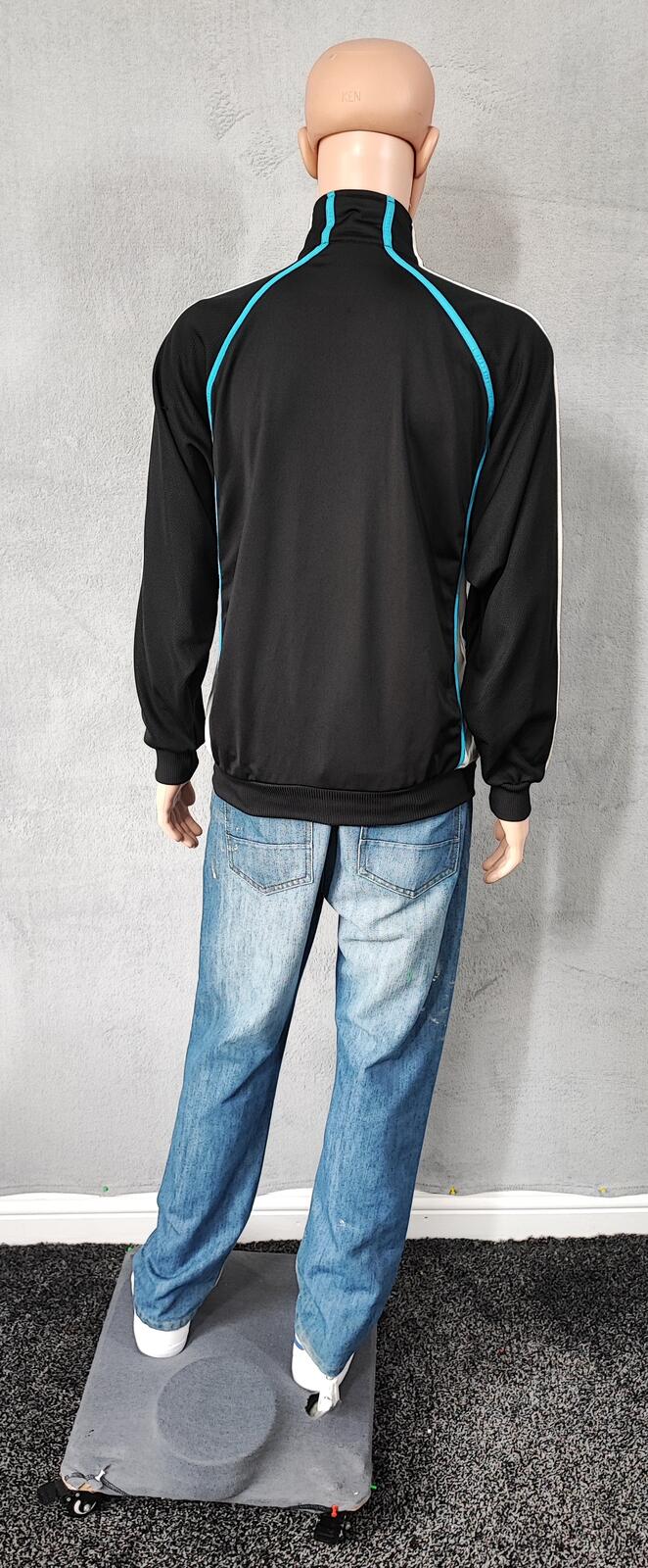 Vintage Adidas Track Jacket Black White Cyan Men's Size XL
