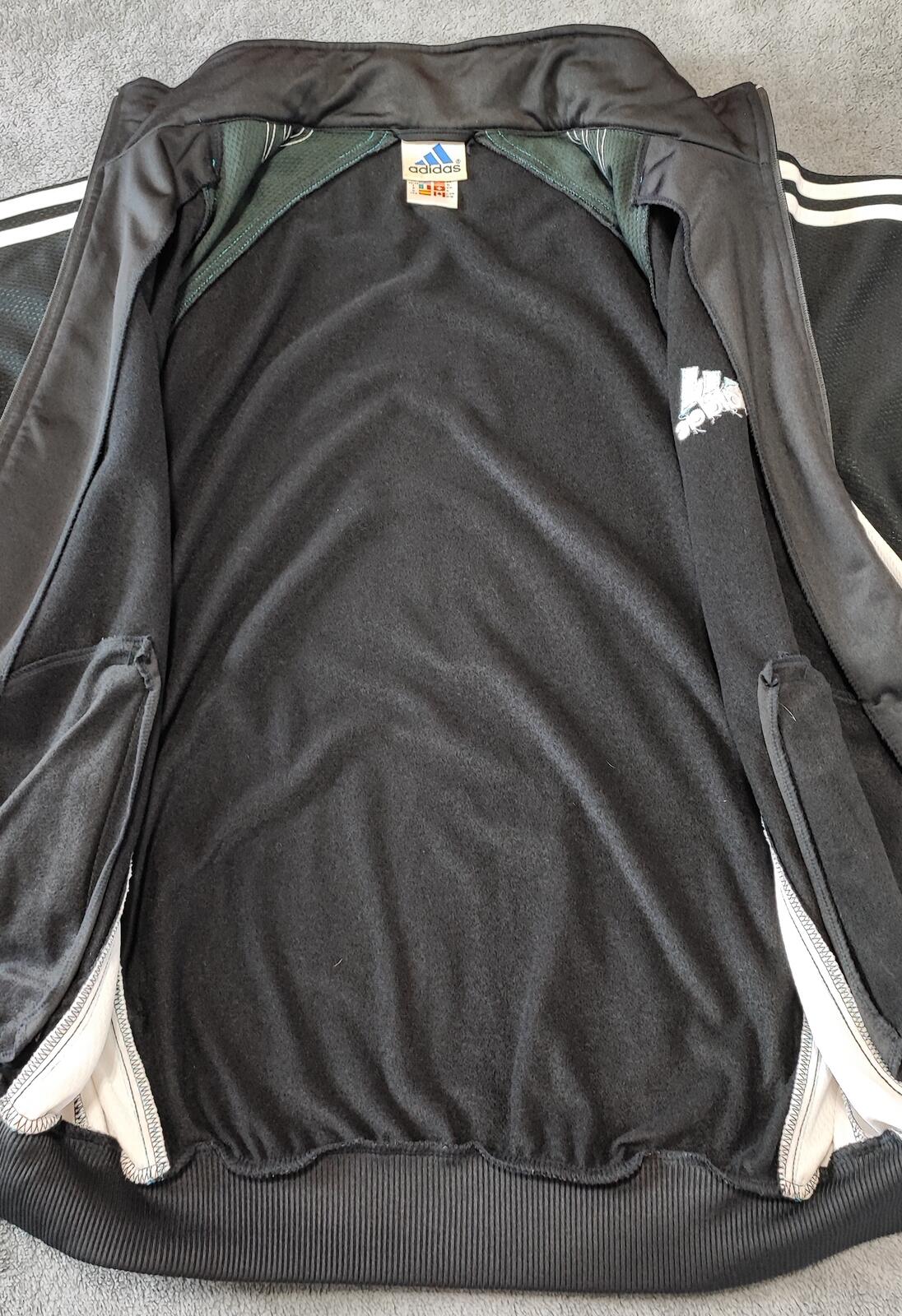 Vintage Adidas Track Jacket Black White Cyan Men's Size XL