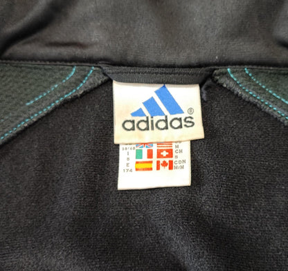 Vintage Adidas Track Jacket Black White Cyan Men's Size XL