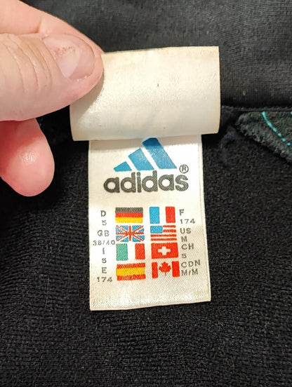 Vintage Adidas Track Jacket Black White Cyan Men's Size XL