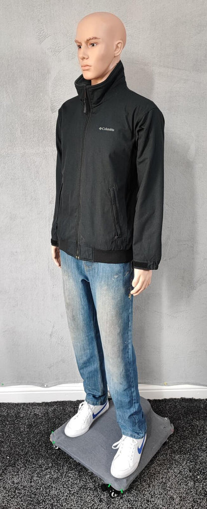 Vintage Columbia Plain Faded Black Fleece Lined Bomber Jacket Men Size Large