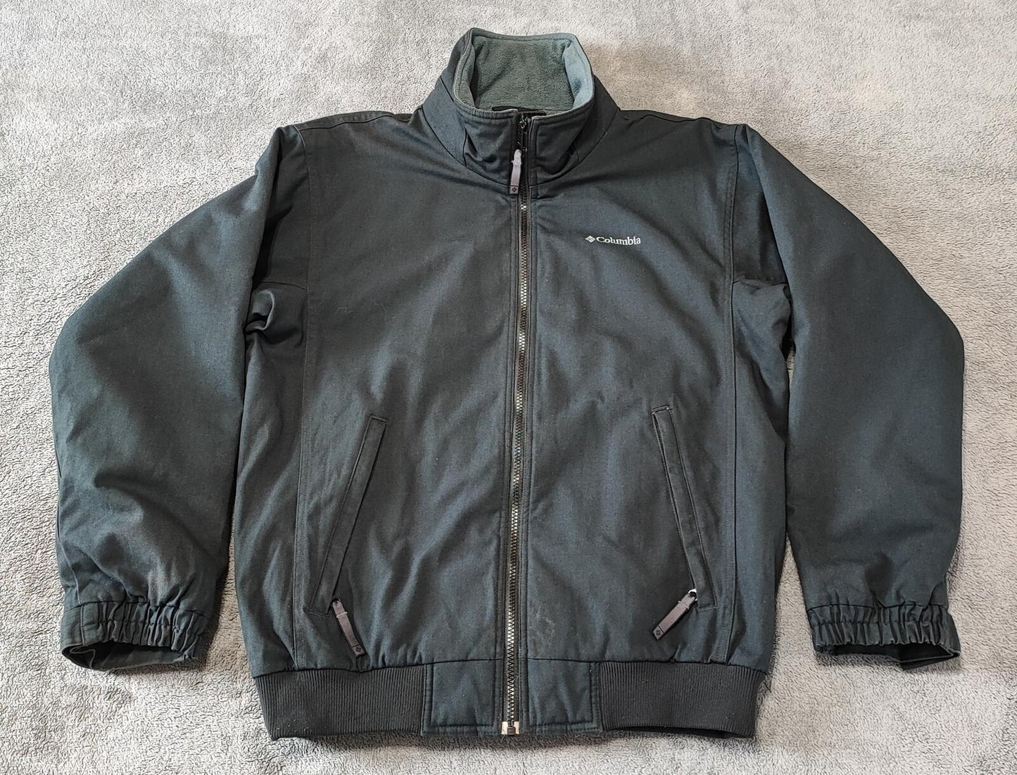 Vintage Columbia Plain Faded Black Fleece Lined Bomber Jacket Men Size Large
