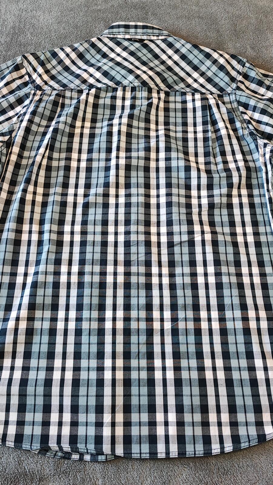 Vintage Bench Checked Short Sleeve Shirt Medium White Black Blue Y2K Retro 90s