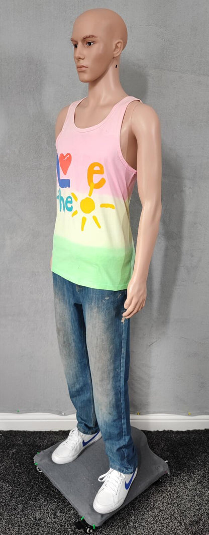 Vintage Love the Sun Ombre Muscle Tee Vest Tank Top Men's Size Medium M