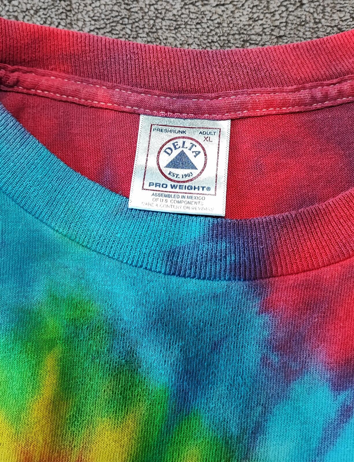 Vintage Delta Pro Weight Rainbow Spiral Tie Dye T-Shirt Men's Size XL