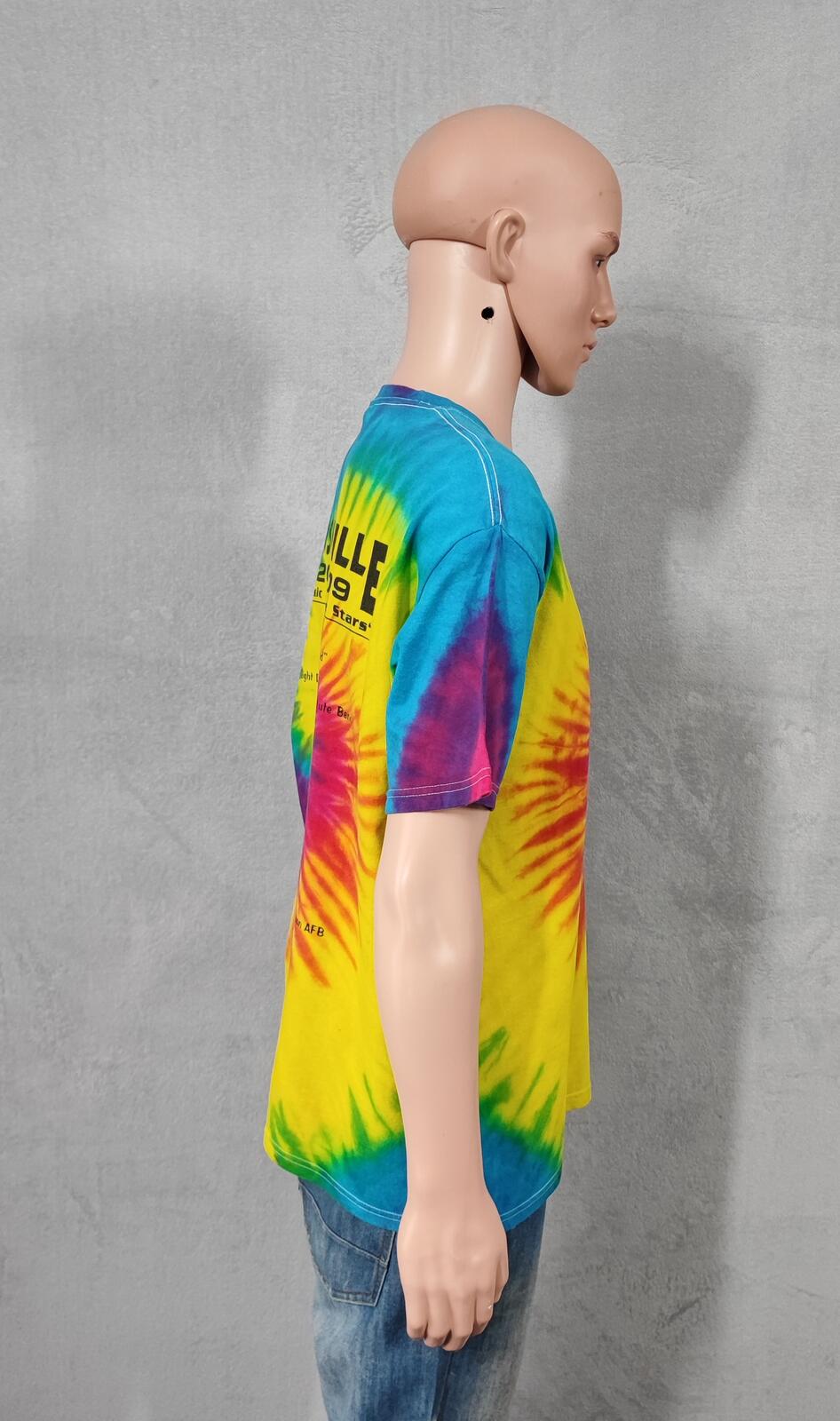 Vintage 2009 Music Festival Tie Dye T-Shirt Multicoloured Retro Y2K Men's Size M