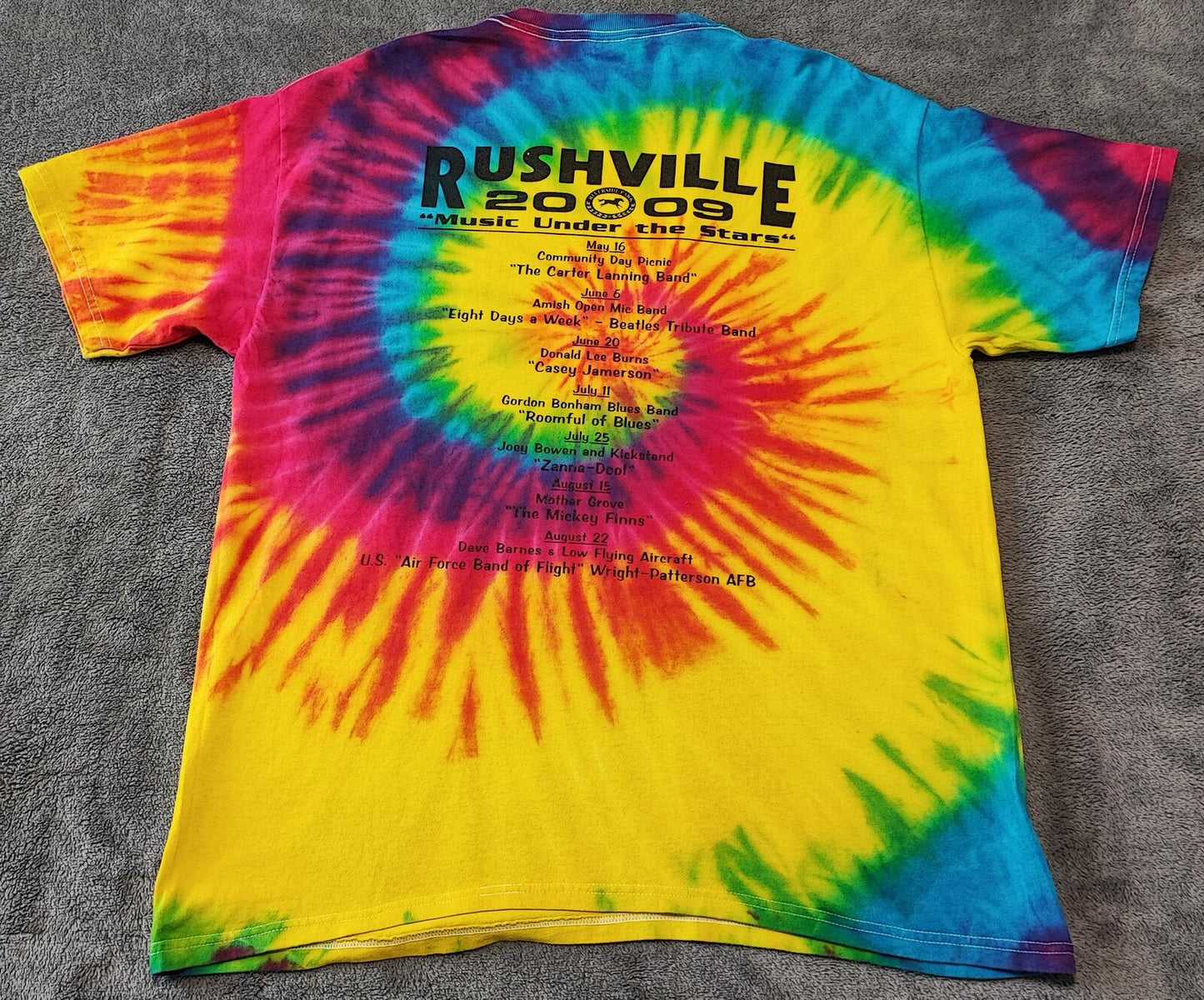 Vintage 2009 Music Festival Tie Dye T-Shirt Multicoloured Retro Y2K Men's Size M