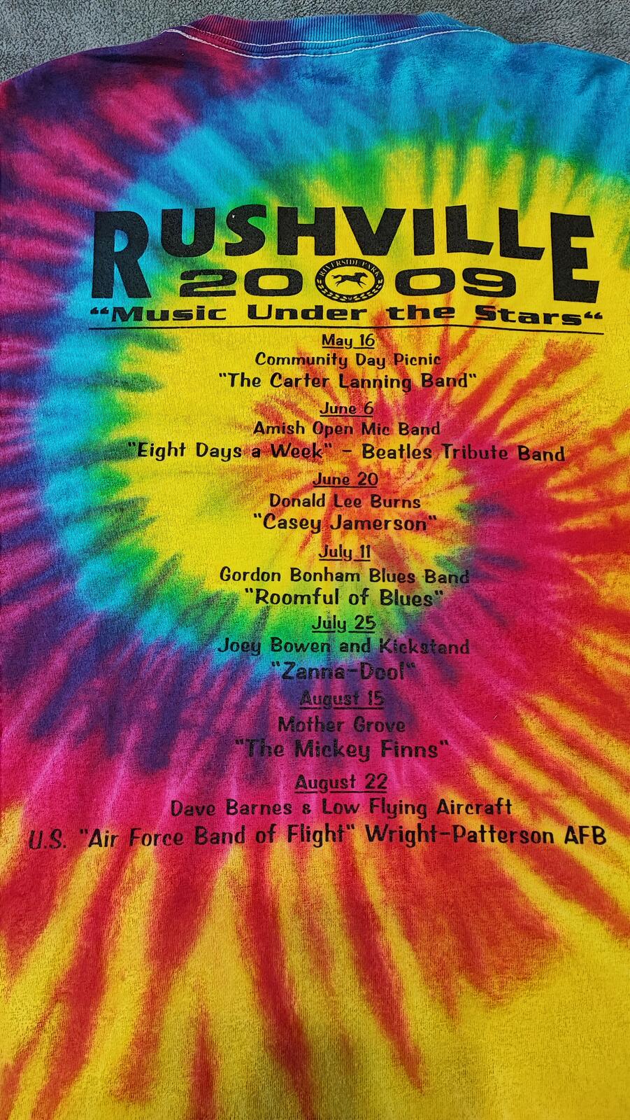 Vintage 2009 Music Festival Tie Dye T-Shirt Multicoloured Retro Y2K Men's Size M