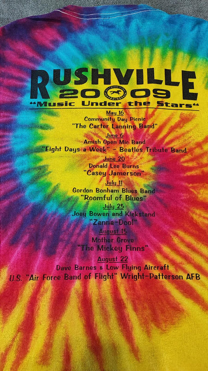 Vintage 2009 Music Festival Tie Dye T-Shirt Multicoloured Retro Y2K Men's Size M