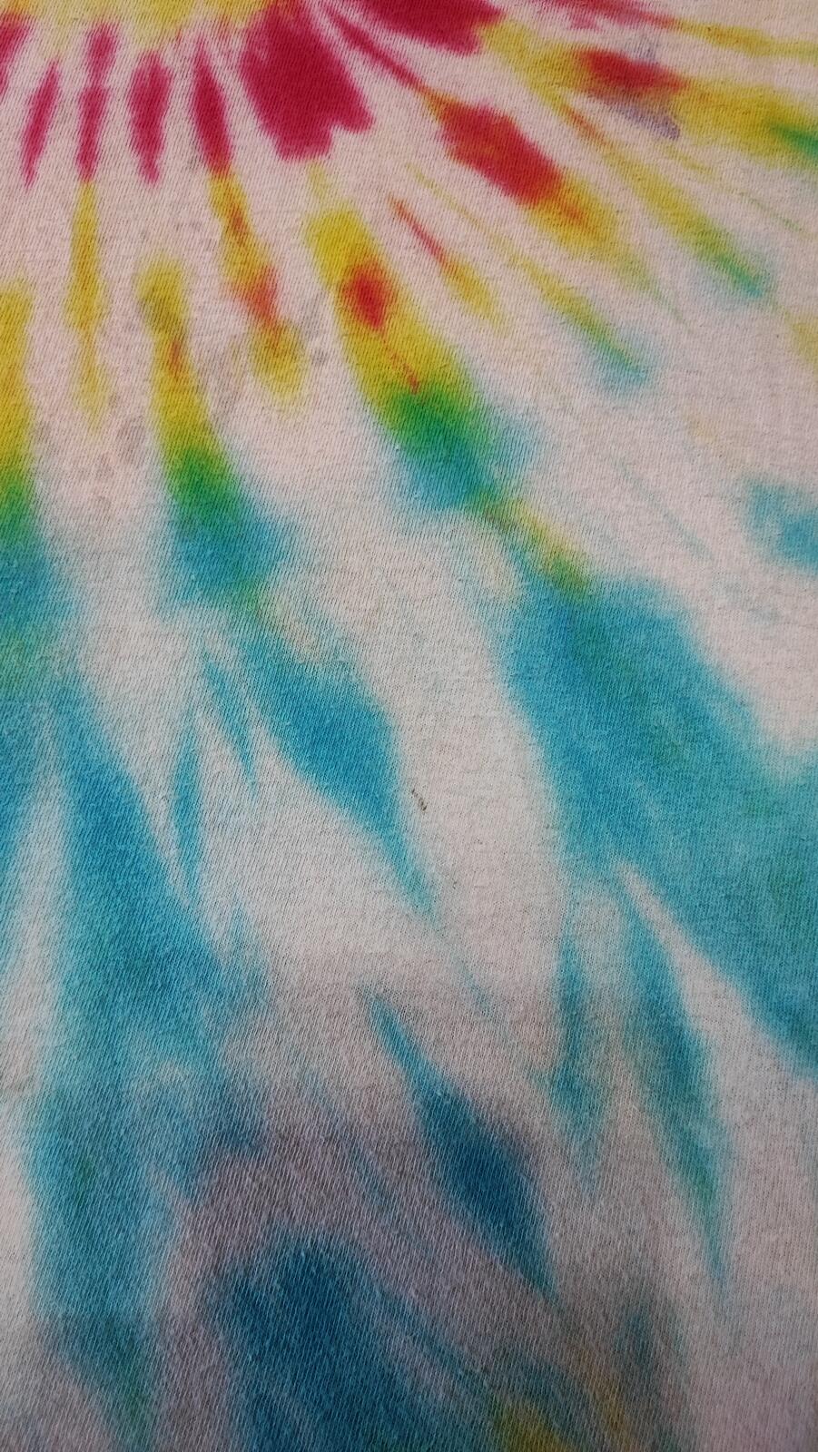 Vintage Fruit of the Loom Tie Dye Graphic T-Shirt Multicoloured Retro 90s Men's Size Small S