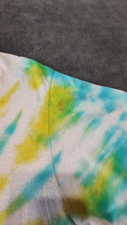 Vintage Fruit of the Loom Tie Dye Graphic T-Shirt Multicoloured Retro 90s Men's Size Small S