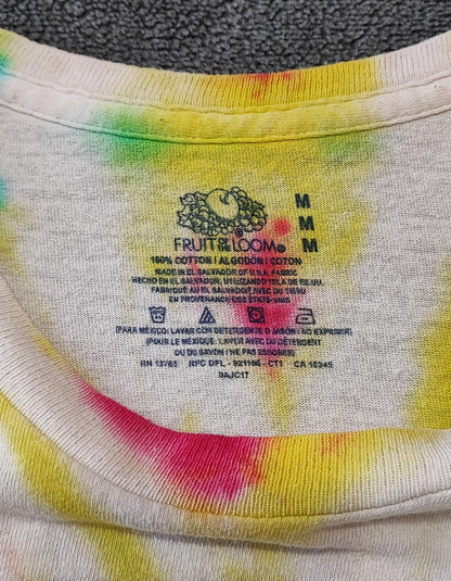 Vintage Fruit of the Loom Tie Dye Graphic T-Shirt Multicoloured Retro 90s Men's Size Small S