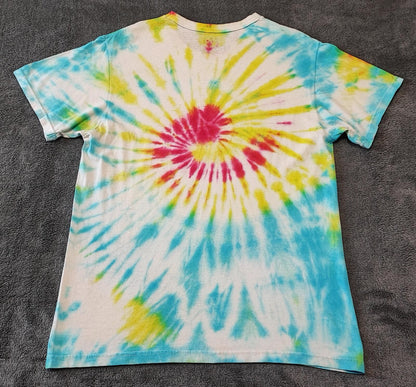 Vintage Fruit of the Loom Tie Dye Graphic T-Shirt Multicoloured Retro 90s Men's Size Small S