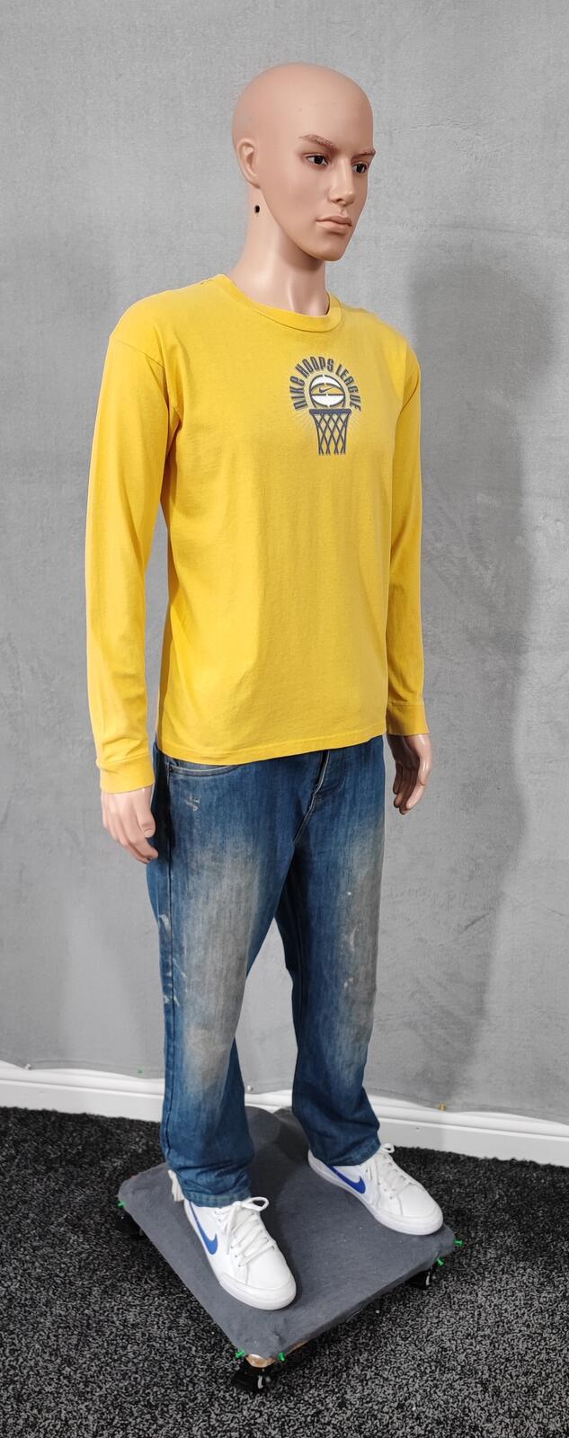 Vintage Nike Hoops League Graphic Long Sleeve T-Shirt Yellow Men's Size Medium