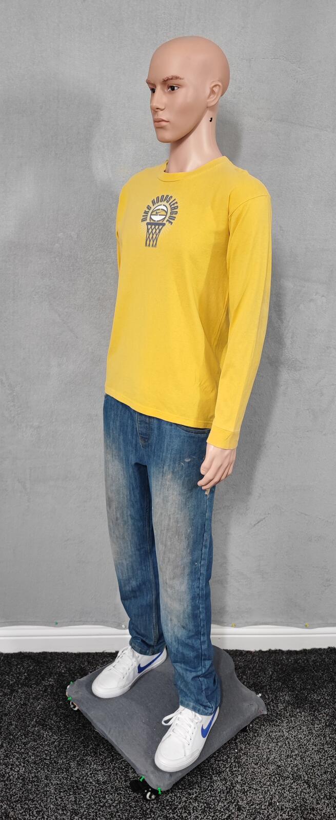 Vintage Nike Hoops League Graphic Long Sleeve T-Shirt Yellow Men's Size Medium