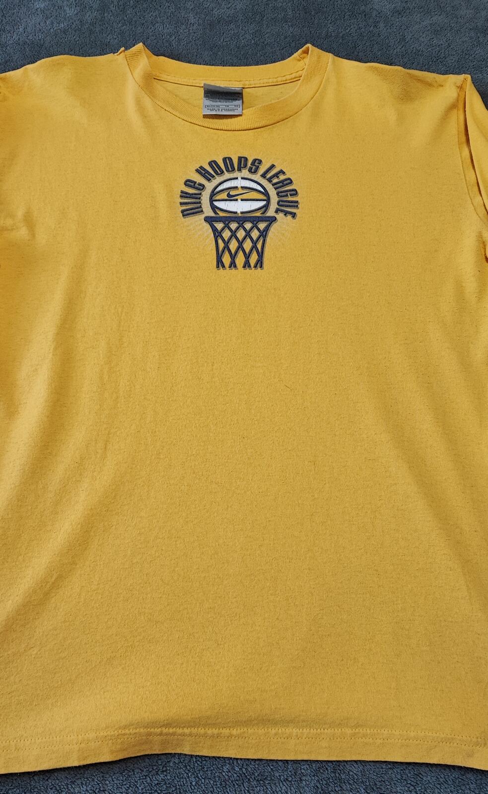 Vintage Nike Hoops League Graphic Long Sleeve T-Shirt Yellow Men's Size Medium