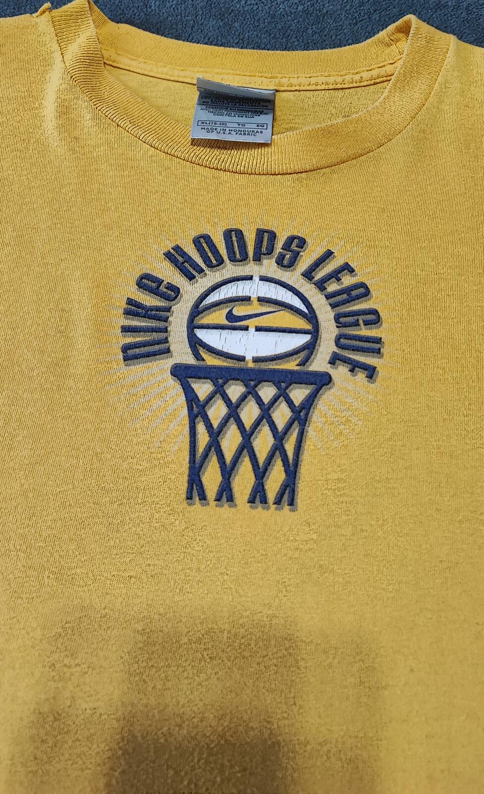 Vintage Nike Hoops League Graphic Long Sleeve T-Shirt Yellow Men's Size Medium