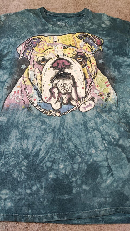 Vintage The Mountain Bulldog Tie Dye T-Shirt Big Face Graphic Men's Size XXL