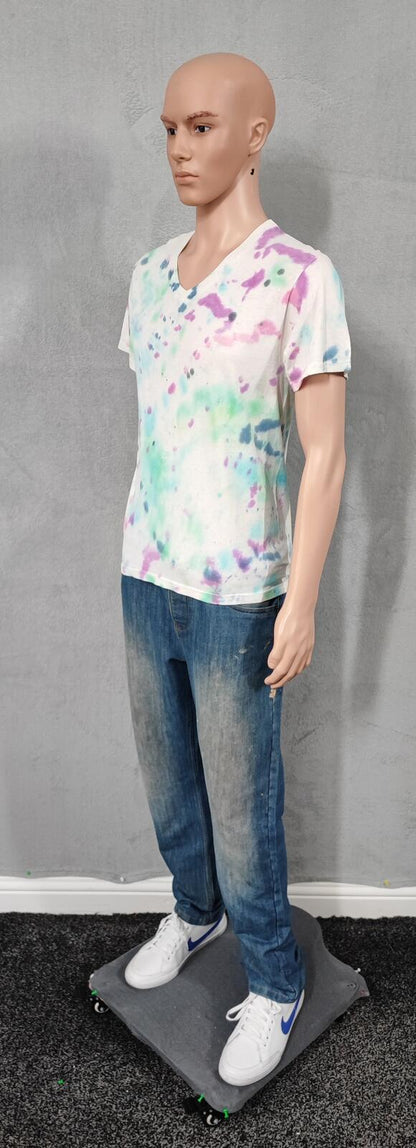 Vintage Fruit of the Loom Tie Dye Graphic T-Shirt Retro 90s Men's Size Small S