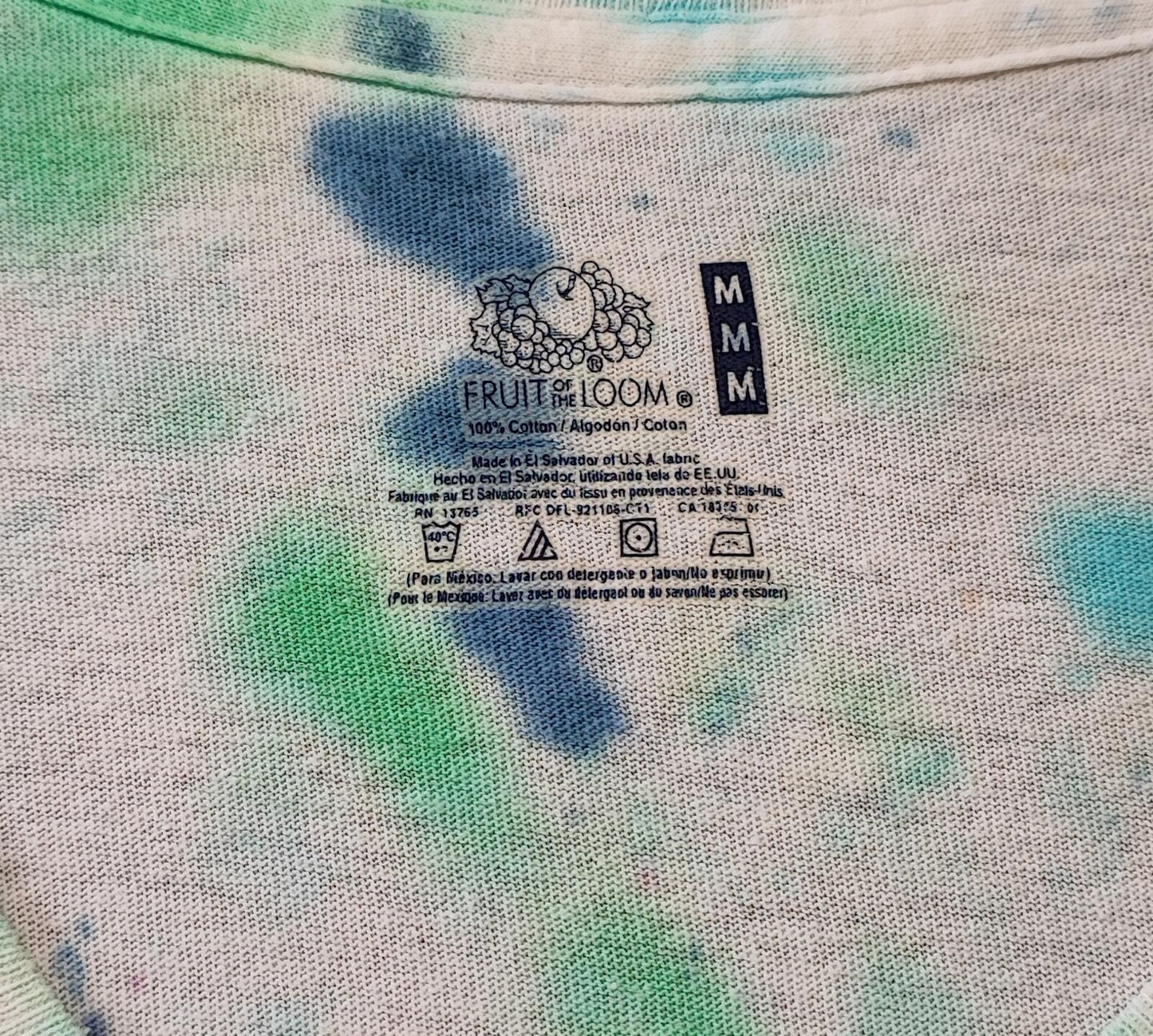 Vintage Fruit of the Loom Tie Dye Graphic T-Shirt Retro 90s Men's Size Small S