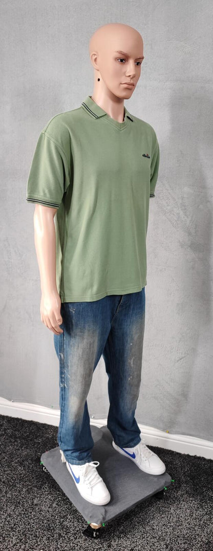 Vintage Ellesse Polo Shirt Green Men's Size Medium M Terrace Green Men's M Roomy