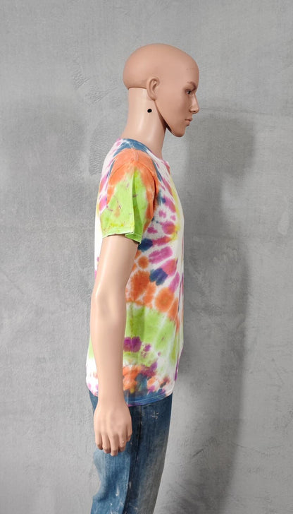 Vintage Hanes Rainbow Spiral Tie Dye T-Shirt Multicolour Retro Y2K Men's Size M