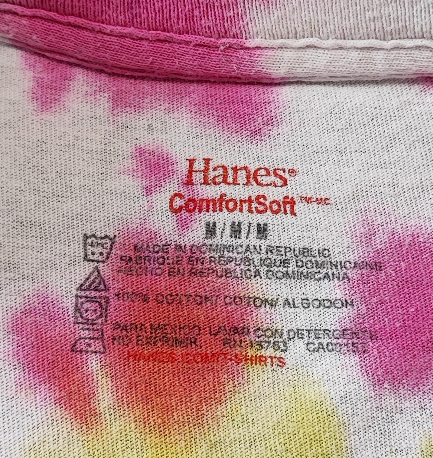 Vintage Hanes Rainbow Spiral Tie Dye T-Shirt Multicolour Retro Y2K Men's Size M