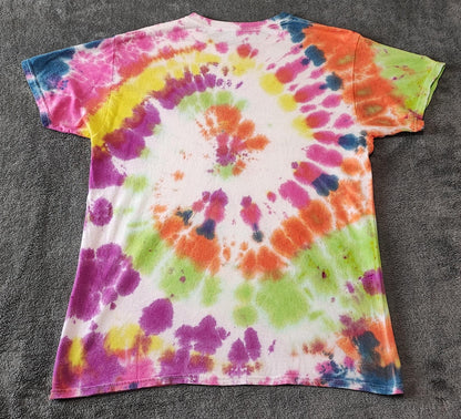 Vintage Hanes Rainbow Spiral Tie Dye T-Shirt Multicolour Retro Y2K Men's Size M