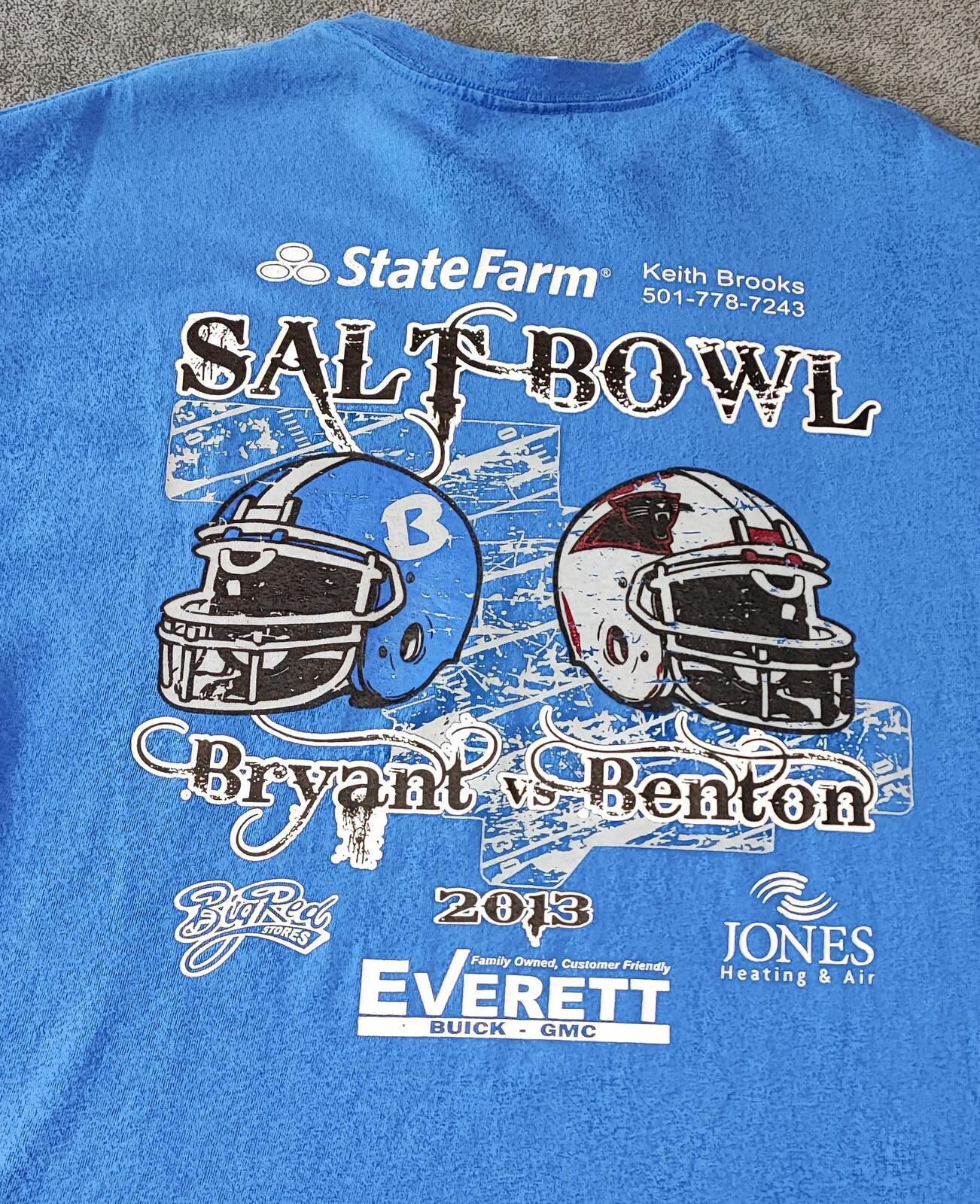Vintage 2005 Salt Bowl American Football T-Shirt Faded Blue Men's Size Large L