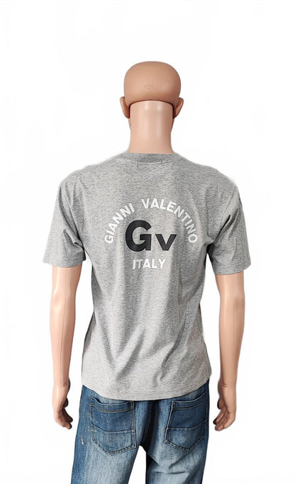 Vintage Gianni Valentino Embroidered Logo T-Shirt Grey Retro 90s Men's Size M