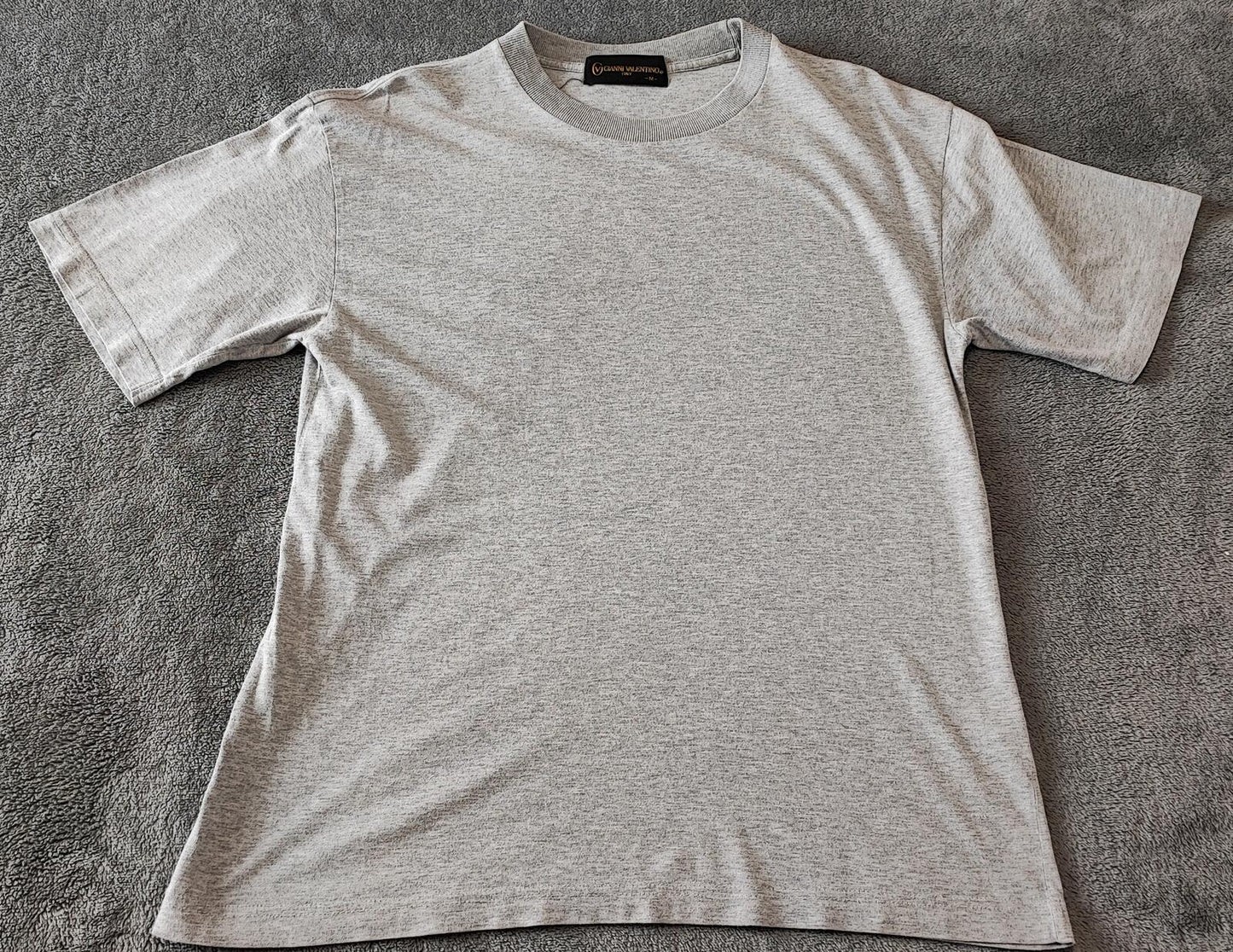 Vintage Gianni Valentino Embroidered Logo T-Shirt Grey Retro 90s Men's Size M