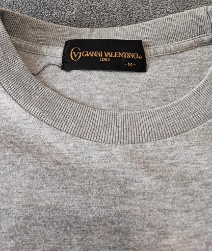 Vintage Gianni Valentino Embroidered Logo T-Shirt Grey Retro 90s Men's Size M