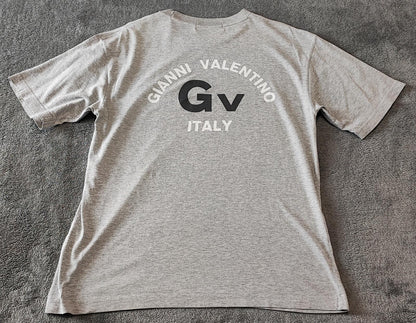 Vintage Gianni Valentino Embroidered Logo T-Shirt Grey Retro 90s Men's Size M