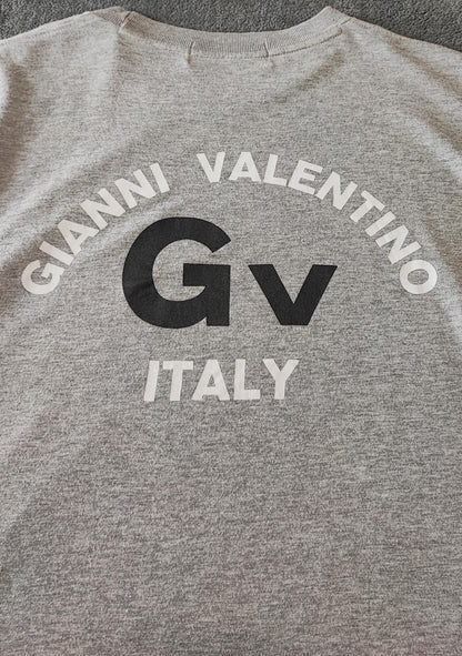 Vintage Gianni Valentino Embroidered Logo T-Shirt Grey Retro 90s Men's Size M