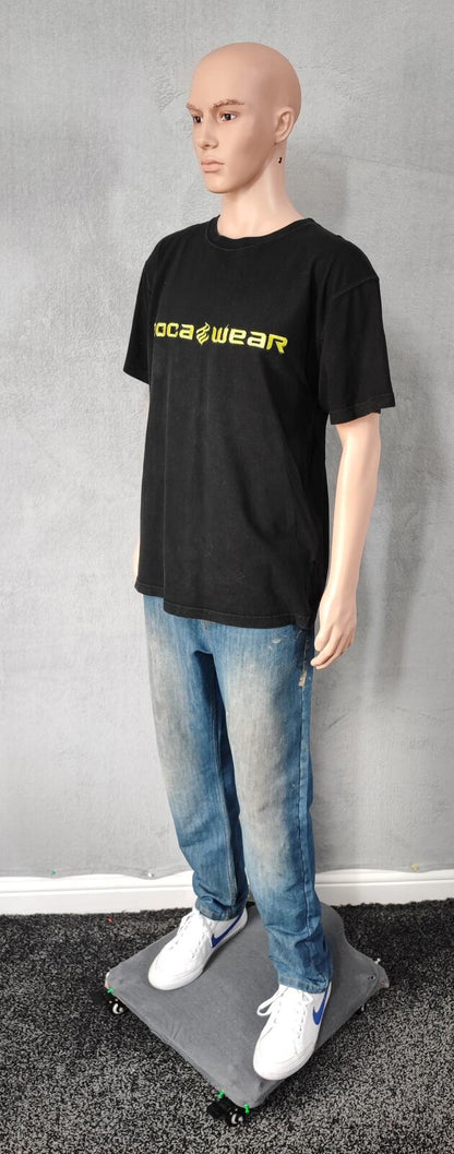 Vintage Rocawear Graphic T-Shirt Faded Black Retro Y2K Hip Hop Men's Size Large
