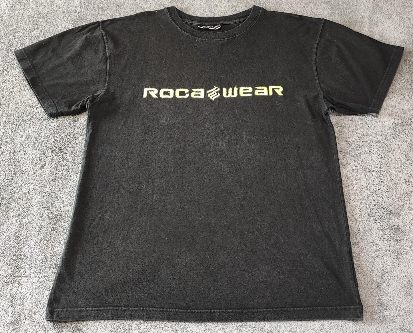 Vintage Rocawear Graphic T-Shirt Faded Black Retro Y2K Hip Hop Men's Size Large